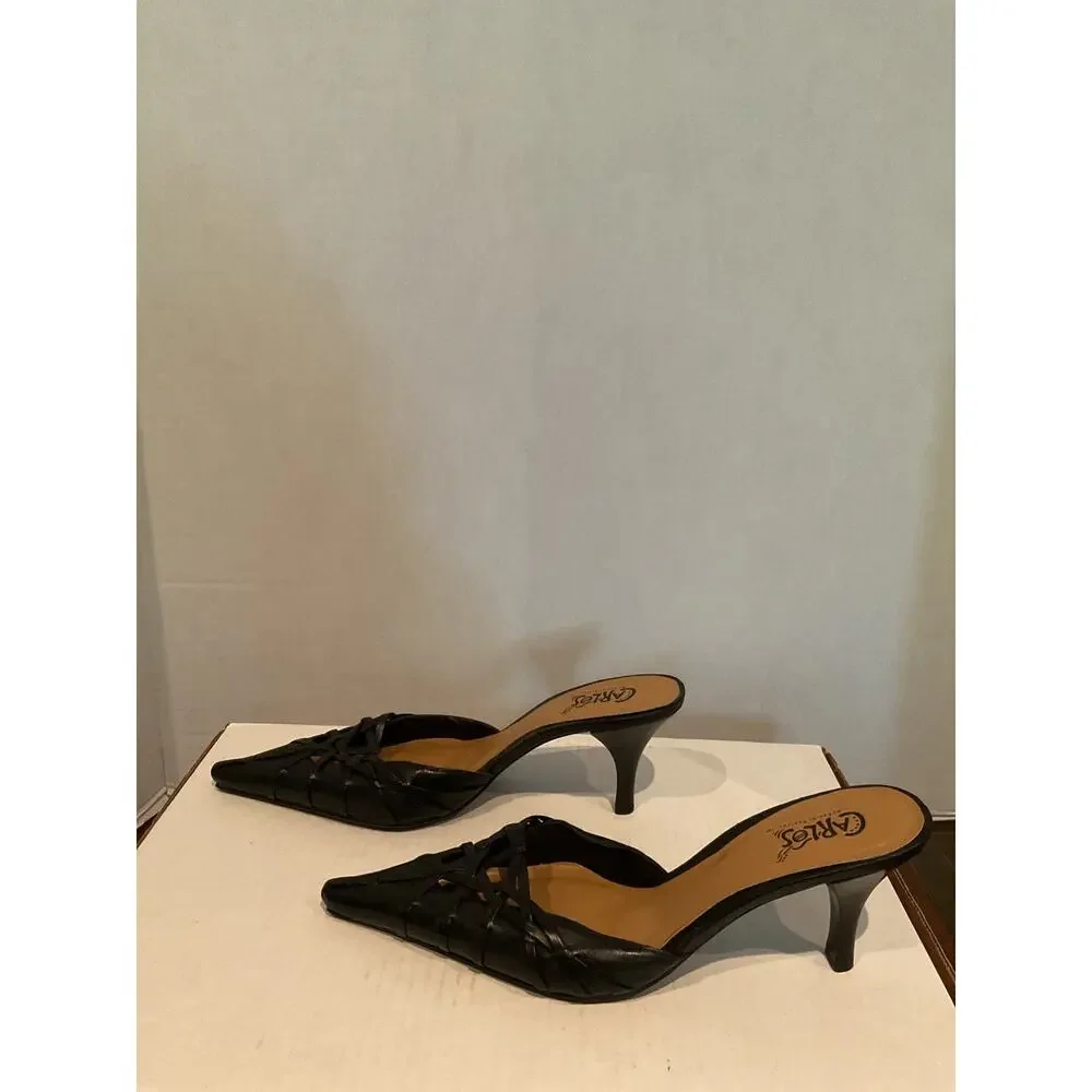 Carlos-Carlos Santana -“Vicious “ - Slim Low Heeled Leather Mules - Brazil - 7M